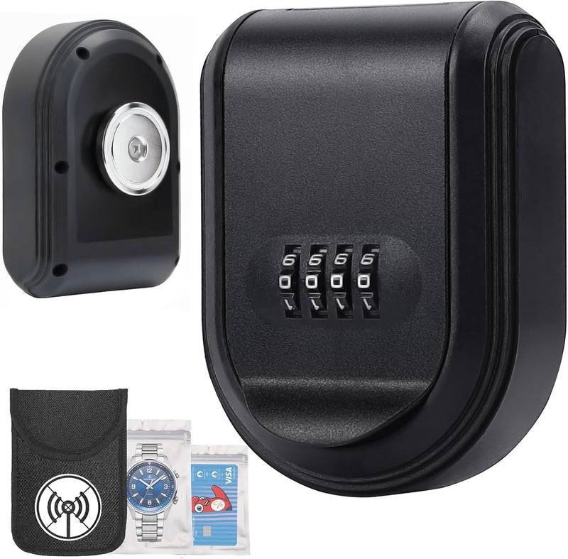 Thlevel Magnetic Key Holder Box Hide A Key Under Car with Combination Lock with Strong Magnet for Storage Key Indoors, Outdoors Outside - Image 1